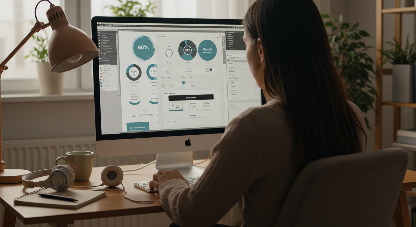 Como ganar ingresos pasivos en línea desde casa Mujer utilizando internet para generar ingresos pasivos desde casa.