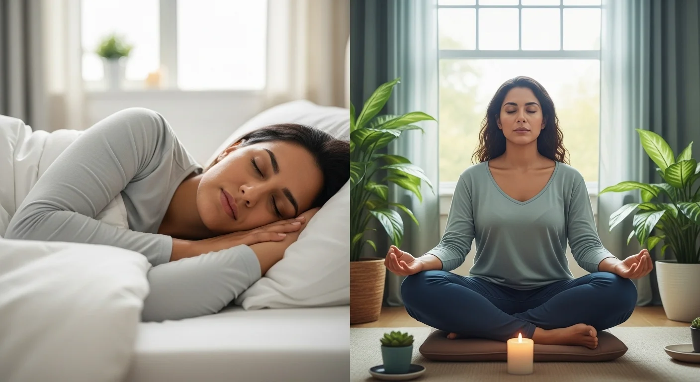 Beneficios de la meditación para la salud y bienestar de las madres Madre practicando meditación y disfrutando de un sueño reparador