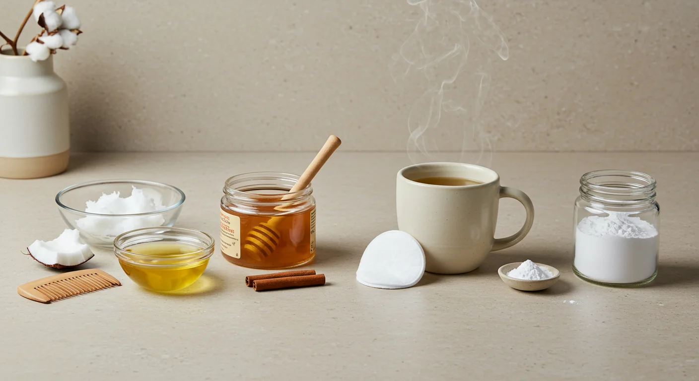 DIY de belleza natural: cuatro recetas fáciles y efectivas. Recetas caseras de belleza con ingredientes naturales en una cocina iluminada.