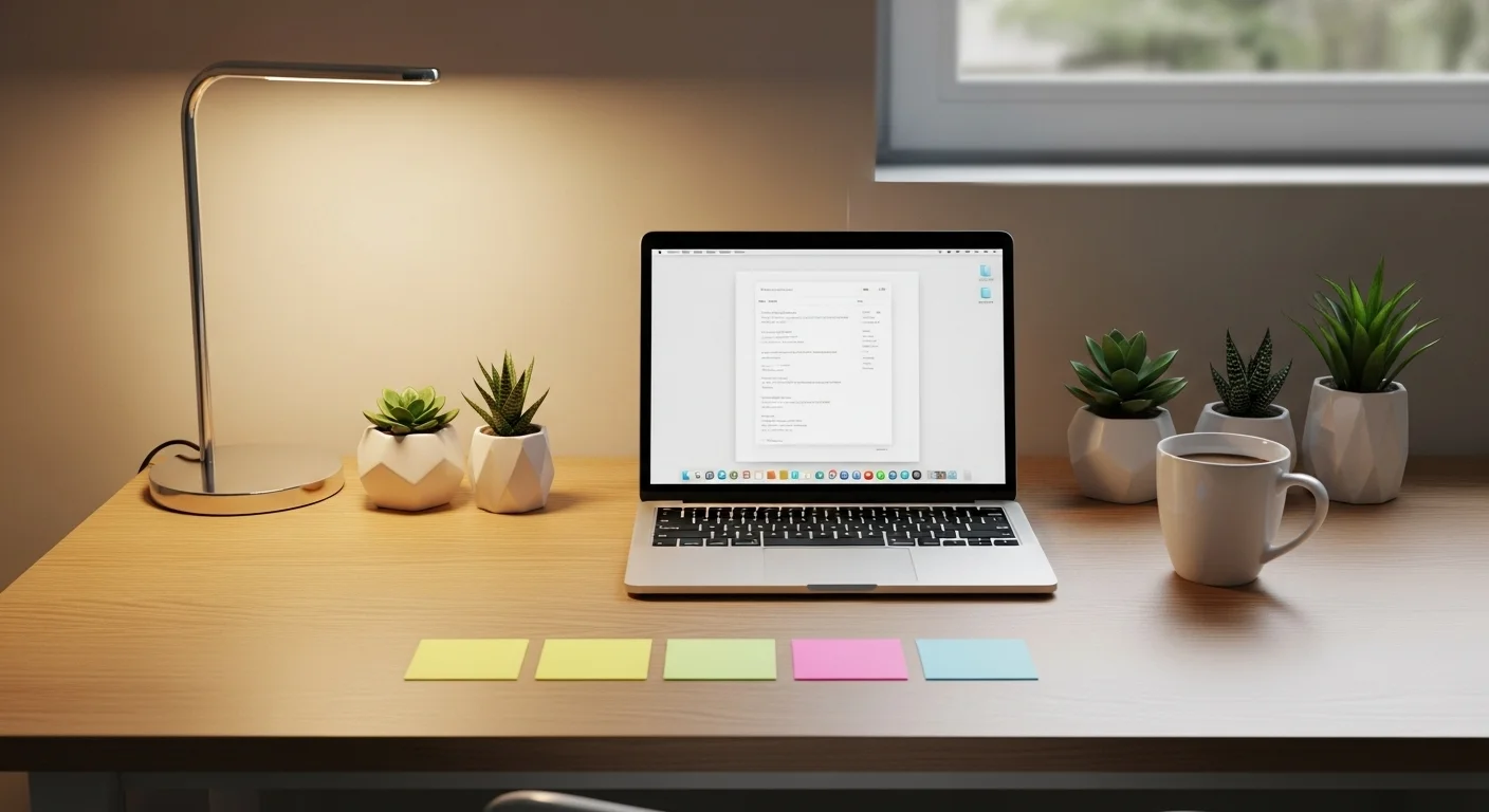 El papel del entorno en la productividad diaria.webp Escritorio ordenado y minimalista que favorece la productividad.