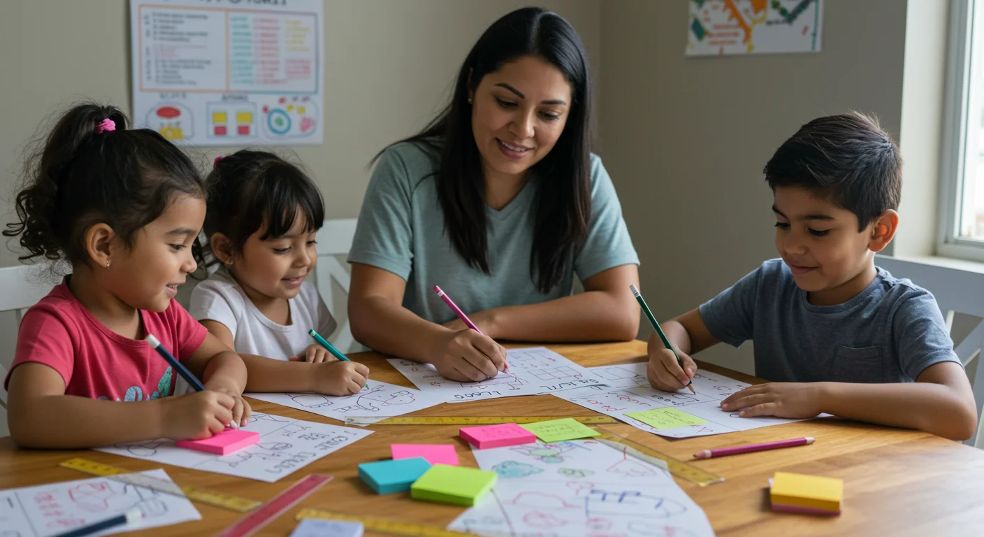 Incluir a la familia en la creación de rutinas del hogar IMadre e hijos creando juntos una tabla de rutinas familiares