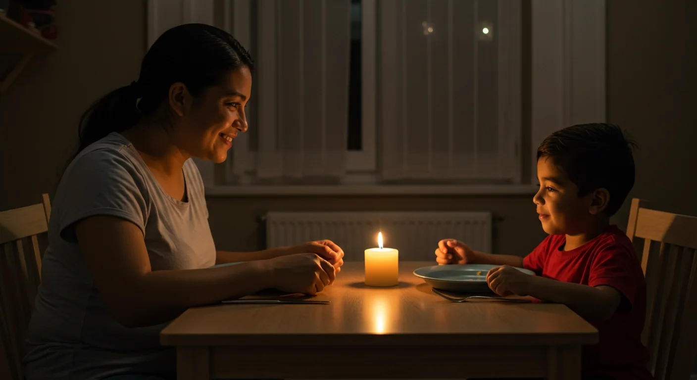 Práctica de gratitud diaria en familia.webp Madre e hijo compartiendo gratitud durante la cena en un ambiente familiar